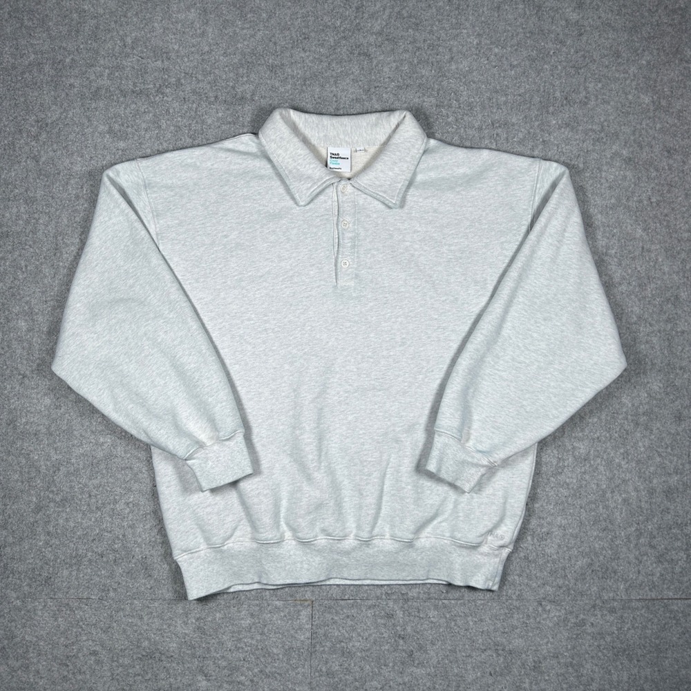 TNA Sweatfleece Polo Sweatshirt Women Large Grey Heathered Cozy Fleece